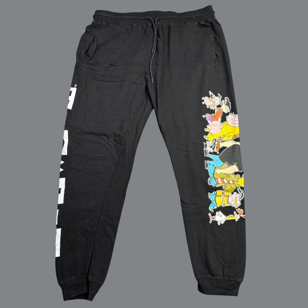 Cartoon Network Sweatpants Mens 2XL Black Retro Streetwear Graphic Loungewear
